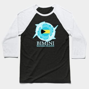 Caribbean Reef Sharks Bimini Bahamas Flag Baseball T-Shirt